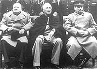 Churchill, Roosevelt and Stalin attend the Yalta Conference